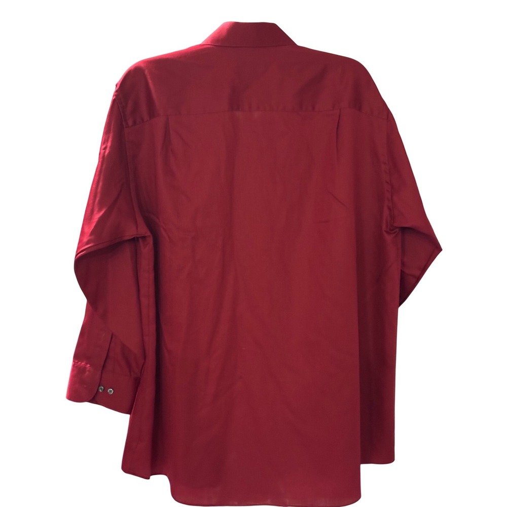 Geoffrey Beene Men Red Sateen Dress Shirt XL 17.5 32/33 Wrinkle Free Button Down - Picture 2 of 8